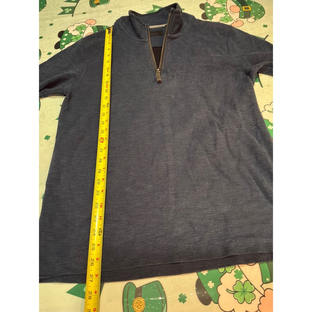 Dakota Grizzly Mens Quarter Zip Pullover Fleece Sweater Navy Blue Heather Medium - Picture 3 of 6